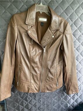 Danier light Brown Leather Moto Jacket-see pics